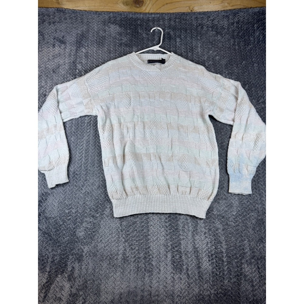 VTG Crossings Sweater Mens Medium Pastel Crew Neck Knit Long Sleeve Y2K USA Made